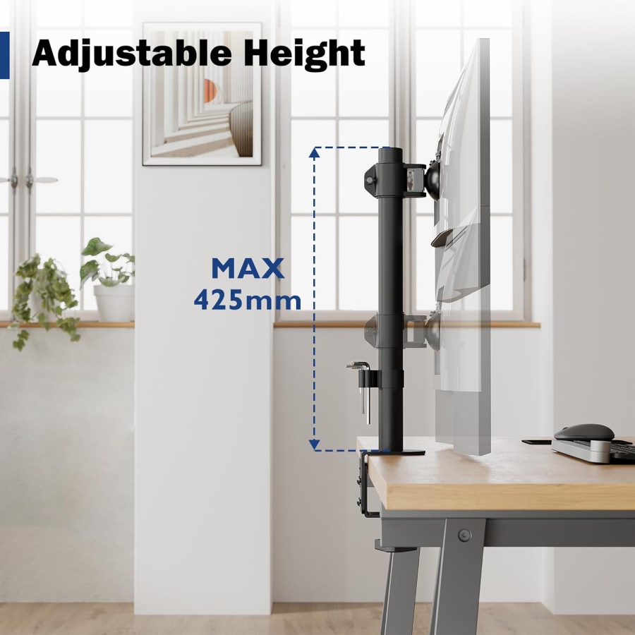 Support pour écran BONTEC, support de table pour écrans de 13 à 34 pouces, entièrement mobile, design ergonomique, réglage en hauteur, pour les jeux et le bureau, supporte jusqu
