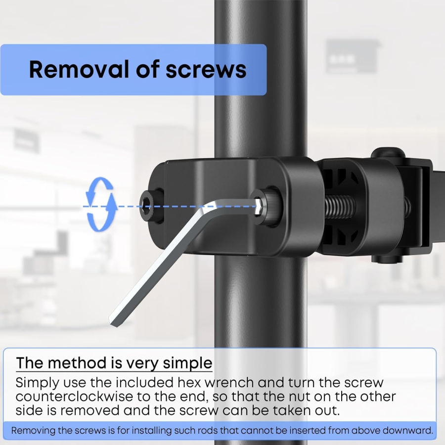 Support Universel VESA pour Poteau pour Écrans 17-32 Pouces (Ø 28-60 mm) (Bras articulé flexible pour extension – Charge jusqu