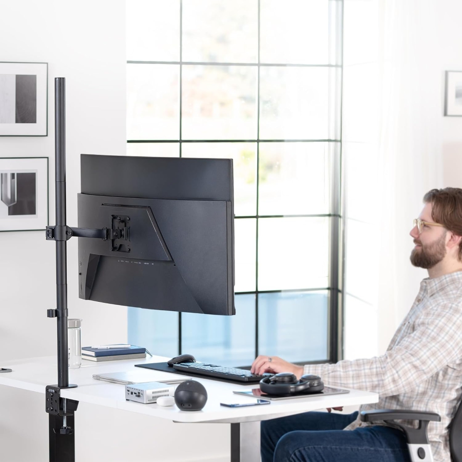 VIVO Bras de Moniteur 13–32" | Barre de 99 cm (Solution Ergonomique pour Postes de Travail Assis-Debout : Colonne de 1010 mm pour Réglage en Hauteur Flexible jusqu