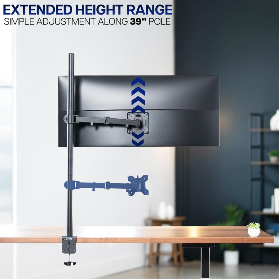 VIVO Bras de Moniteur 13–32" | Barre de 99 cm (Solution Ergonomique pour Postes de Travail Assis-Debout : Colonne de 1010 mm pour Réglage en Hauteur Flexible jusqu
