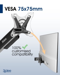 Adaptateur VESA compatible avec moniteur HP (22f, 24f, 27f, 22es, 22ea, 22er, 24es, 24ea, 24er, 27es, 27ea, 27er) - 75x75mm