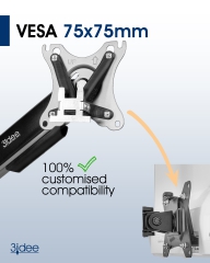 Adaptateur VESA compatible avec les moniteur Acer (HA240Y, R240HY et autres) - 75x75mm