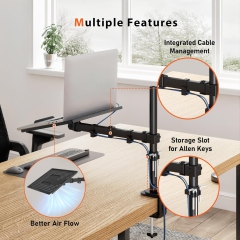 Bras support Redbat avec support ventilé pour ordinateur portable, entièrement réglable pour écrans LCD LED de 13 à 32 pouces et ordinateurs portables jusqu