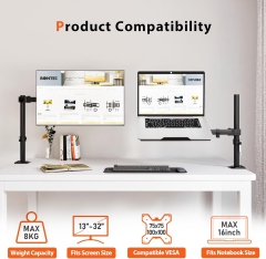 Bras support Redbat avec support ventilé pour ordinateur portable, entièrement réglable pour écrans LCD LED de 13 à 32 pouces et ordinateurs portables jusqu