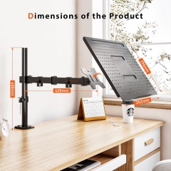 Bras support Redbat avec support ventilé pour ordinateur portable, entièrement réglable pour écrans LCD LED de 13 à 32 pouces et ordinateurs portables jusqu