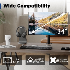 Support pour écran BONTEC, support de table pour écrans de 13 à 34 pouces, entièrement mobile, design ergonomique, réglage en hauteur, pour les jeux et le bureau, supporte jusqu